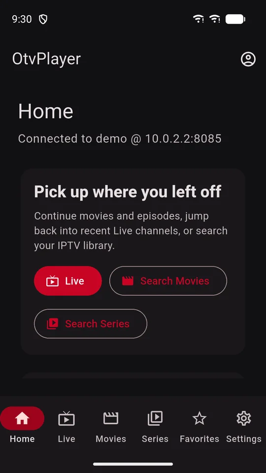 OtvPlayer screen